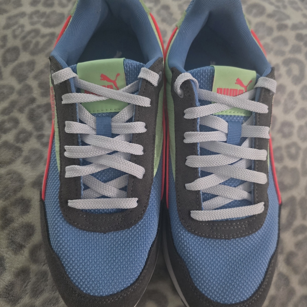 Puma Sneakers in Blue and Lime with Pink Highlights